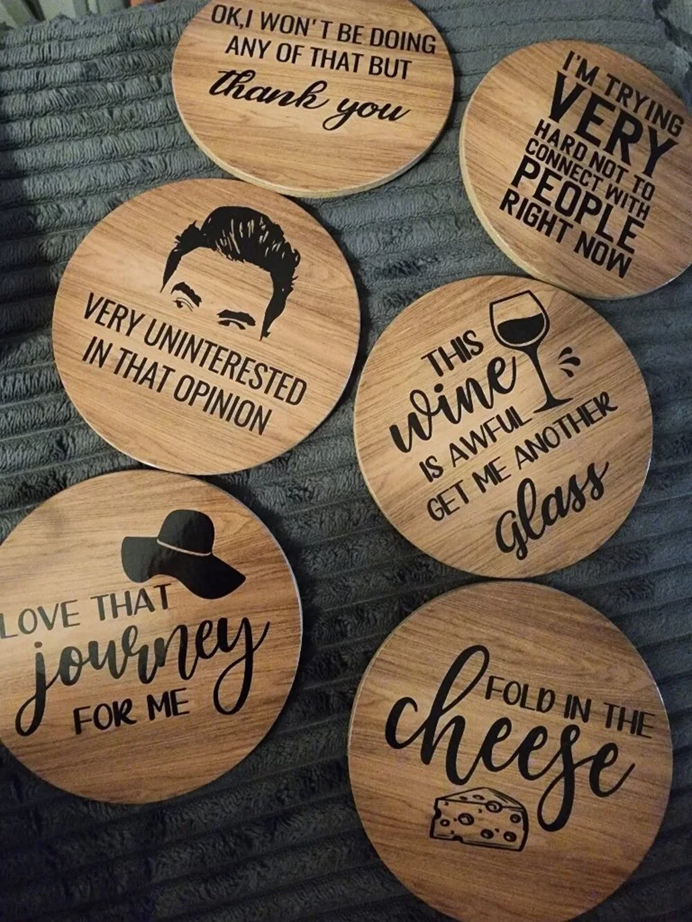 Funny Sarcastic Absorbent Ceramic Stone Coasters Set of 6 for Wine & Coffee